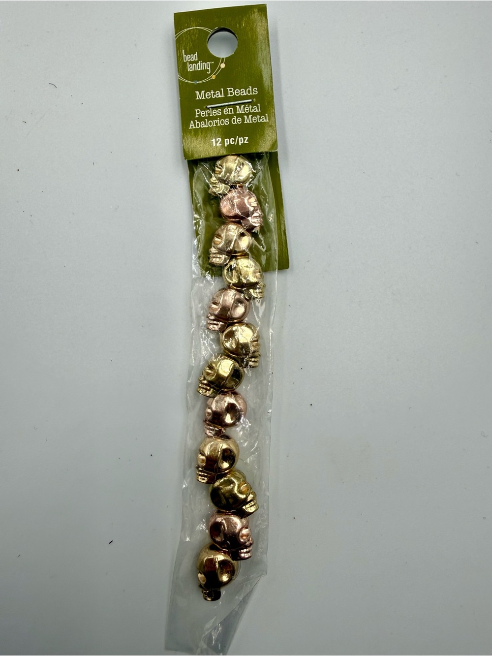 Gold & Rose Gold Metal Skull Beads, 12mm by Bead Landing